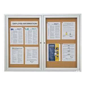   Enclosed Bulletin Board w/ Two Doors (48 W x 36 H): Office Products