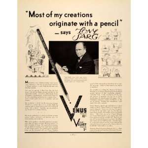  1934 Ad American Pencil Venus Velvet Pencil Tony Sarg 