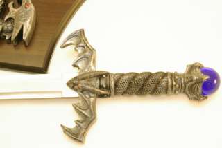 Gothic Dragon Sword with Display Shield and Stone  