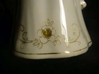 ANTIQUE CHIC PORCELIAN CHOCOLATE POT RAISED GOLD FLOWERS UNMARKED 