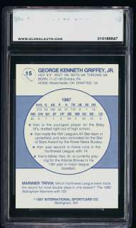 1987 Bellingham Mariners Ken Griffey Jr. ROOKIE #15 GAI 9.5 GEM MINT 