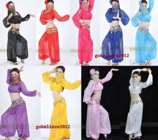 Brand New Sexy Belly Dance Costume Set 2PCS:Top & Pants 9 Colors Free 