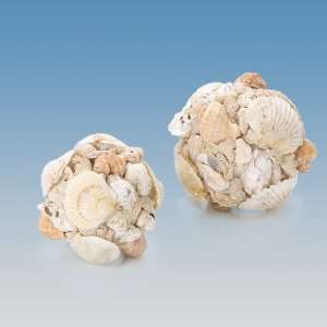  Set of 2 Natural Shell Kissing Balls, 3.5 and 4.75 