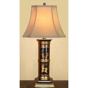    Chinese Black & Gold Hand Painted Bamboo Lamp: Home Improvement