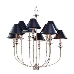   Light Chandelier, Old Bronze Finish with Black with Gold Foil Lining