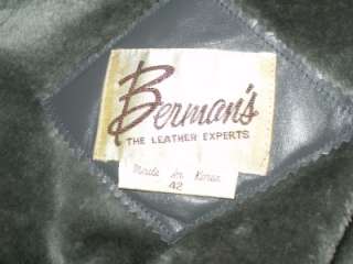 80s nu wave Bermans cafe racer leather jacket gray 42  