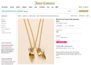 Auth Juicy Couture Best Friends Forever NECKLACE New WITHOUT BOX $68 
