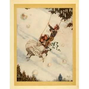  1917 Print Children Tree Swing Bubbles Snow Queen Fairy 