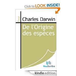   espèces (French Edition) Charles Darwin  Kindle Store