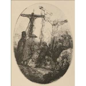  Oil Painting The Crucifixion; an Oval Plate Rembrandt 