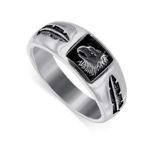   Silver Southwestern Eagle Engraved 10mm Band Ring Size 9 Jewelry