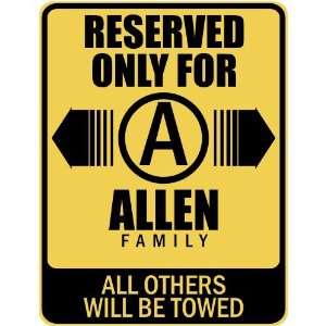   RESERVED ONLY FOR ALLEN FAMILY  PARKING SIGN