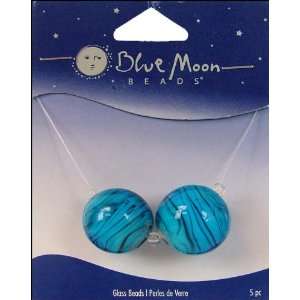 : Blue Moon Beads   Art Glass   Jewelry Beads   Round   Swirl   Blue 