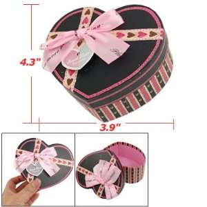   Ribbon Ties Bowknot Pink Black Paper Heart Shape Gift Case Box: Beauty