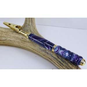Blue Purple Swirl Acrylic Bracelet Assistant With a Gold Finish