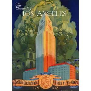  THE WONDER CITY LOS ANGELES 1931 CALIFORNIA LARGE VINTAGE 