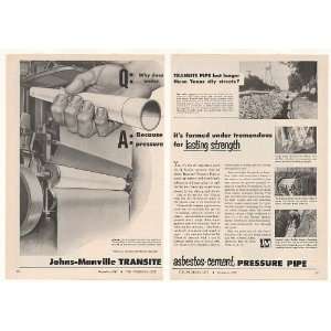   Manville Transite Asbestos Cement Pipe 2 Page Print Ad: Home & Kitchen