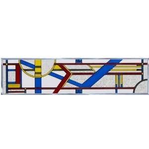 Deco Primary Colors 42 x 10.25 Horizontal Stained Glass Panel: Arts 