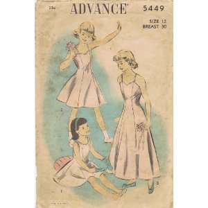  Advance 5449 Vintage Sewing Pattern Girls Slip Size 12 