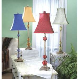  Glass Bead Buffet Lamp With Square Fabric Shade 60W Max 