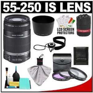  Canon EF S 55 250mm f/4.0 5.6 IS Telephoto Zoom Lens + 3 
