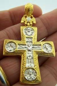 Russian Gold .925 Sterling Bishops Eagle Pectoral Cross  