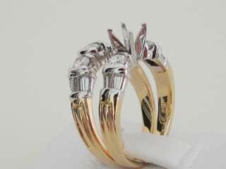   Yellow & White Gold Semi Set Diamond Engagement Ring and Band  