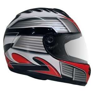   DOT Red & Silver Full Face Street Bike Motorcycle Helmet: Automotive
