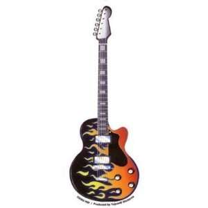    flame electric guitar sticker rock band music 