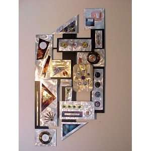   Abstract Metal Wall Sculpture, Mixed Metal and Glass: Home & Kitchen