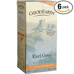 GoodEarth Earl Grey Tea, 25 Count Tea Bags (Pack of 6):  