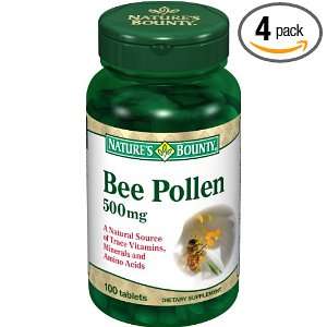  Natures Bounty Bee Pollen 500mg, 100 Tablets (Pack of 4 