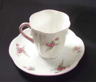 Shelley Cup and Saucers Demi Tasse Bridal Rose Stocks England Bone 
