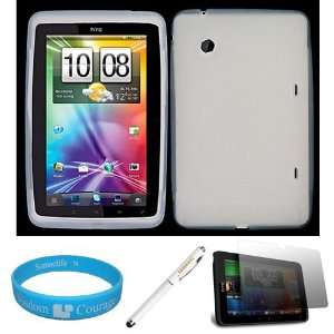 com Frost White Premium Soft Silicone Skin Cover for HTC Flyer Tablet 