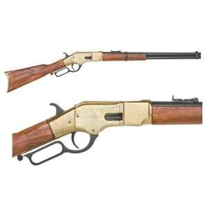  Western Rifle With Lever Action and Brass Finish: Sports 
