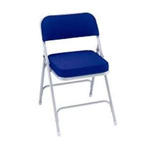   Folding Chair   Double Braced Blue Fabric & Gray Frame