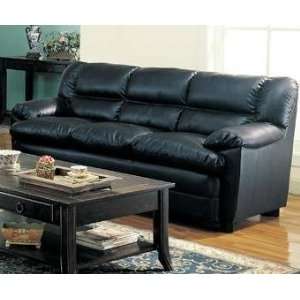 Sofa Couch with Pillow Top Seat in Deep Black Bonded Leather
