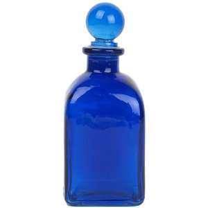   Glass Square Roma Bottle with Cobalt Blue Glass Top: Home & Kitchen