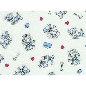   Crib / Toddler Sheet   Flannel   Blue Puppies   Made In USA: Baby