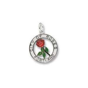  Portland, City Of Roses Charm   Gold Plated Jewelry
