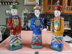 CHINESE FIGURINES, PORCELAIN, HANDPAINTED, SIGNED  