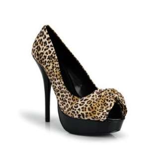  Peep Toe Bow Platform Stiletto Pump Tan Leopard: Shoes