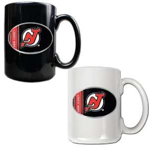  New Jersey Devils NHL 2pc 15oz Ceramic Mug Set   One Black 