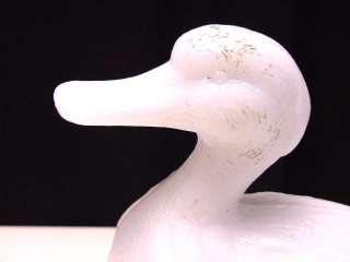 antique opaline milk glass duck shaped covered dish, marked 
