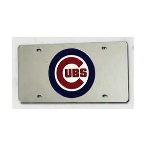    CHICAGO CUBS (SILVER) LASER CUT AUTO TAG: Sports & Outdoors