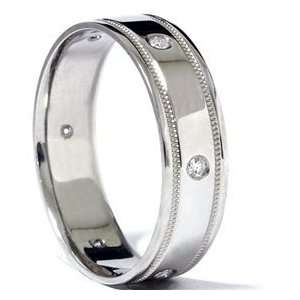    Mens 950 Palladium .18CT Diamond Comfort Wedding Ring: Jewelry