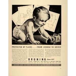  1939 Ad Charles Bruning Drafting Survey Equipment Baby 
