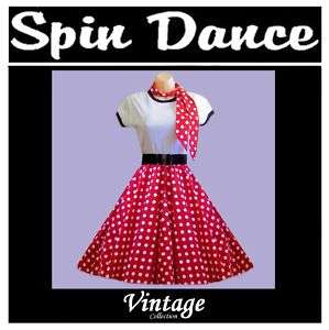 50s Vintage Style Swing Dance Rock n Roll Skirt + Scarf  