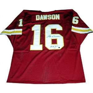  Len Dawson Autograhed Red Pro Style Jersey with HOF 87 