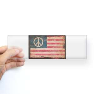    Bumper Sticker Clear Worn US Flag Peace Symbol: Everything Else